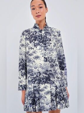 Tuckernuck Navy and White Toile Tate Dress